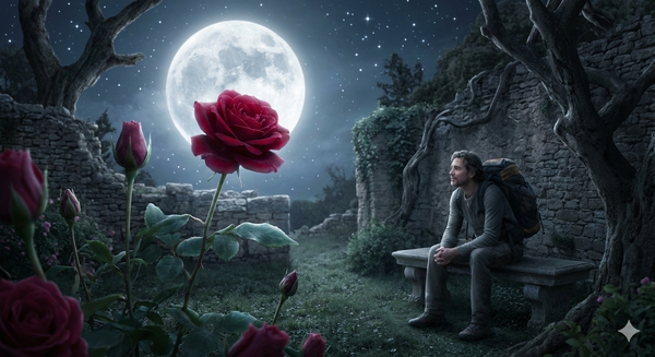 La historia de la luna llena y una rosa