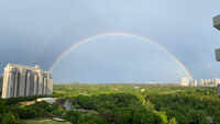 Rare full arch rainbow visible in Delhi-NCR after light drizzle 