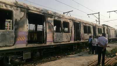 Empty train parked at Titwala catches fire; no casualties reported