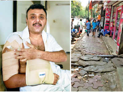1 loose paver block, 1broken arm, Rs3-lakh medical bill