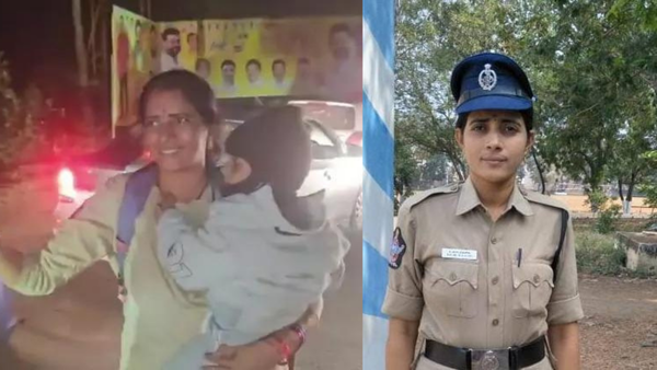 Andhra Pradesh: Off-duty woman cop with infant clears massive traffic in East Godavari district; wins praise