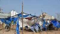 Small stalls damaged due to heavy wind and rain at RK beach in Visakhapatnam 