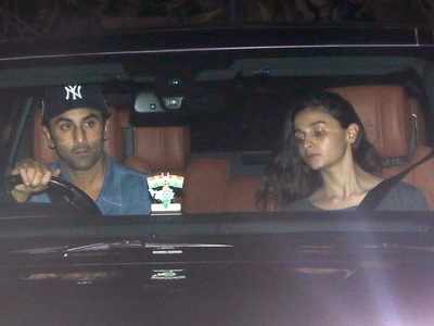 Photos: Ranbir Kapoor, Alia Bhatt papped outside Sanjay Dutt’s Bandra residence