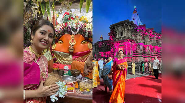 ​From Prajakta Mali's visit to Aambejogai to Shreya Bugde seeking blessings at Ambabai Mahalaxmi, Marathi celebs who visited Maharashtra's famous places during Navratri​