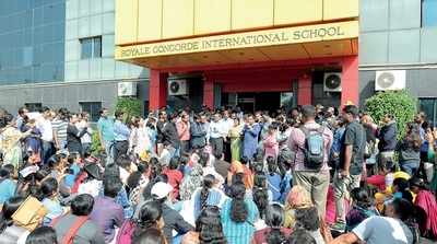 Bengaluru: Narrow escape for students as glass panel falls from 6th floor of Royal Concorde School in Kalyan Nagar