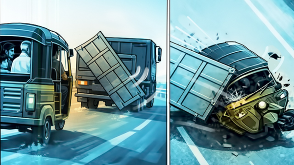 Truck door falls off, hits auto; two killed