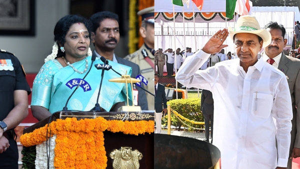 Telangana split wide open: CM KCR, governor hold separate R-Day events