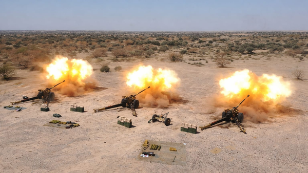 Indian Army conducts high-intensity firepower exercise in Rajasthan desert, showcases 130 mm guns and drone-integrated operations