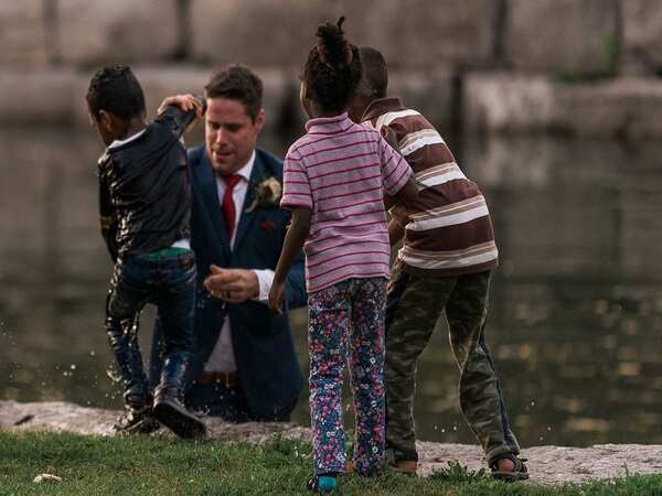 This hero had no cape but a wedding suit!