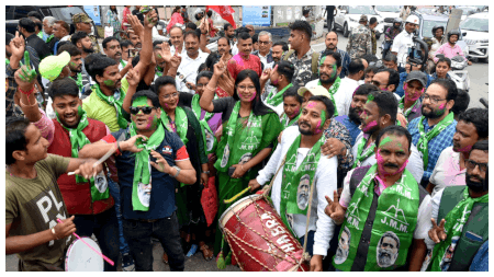 1st bypolls after formation: INDIA wins 4 seats, BJP 3