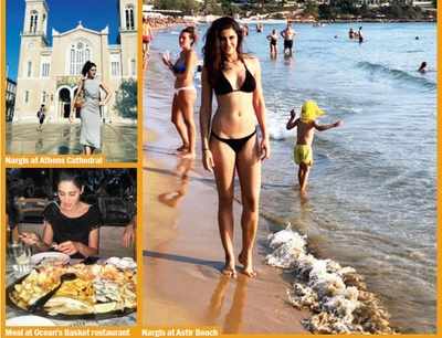 Nargis Fakhri shows off her bikini body in Greece