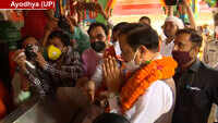 KP Maurya offers prayers at Hanumangarhi Temple in Ayodhya 