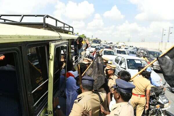 Modi in Chennai: Tamil outfit members stage protest outside airport