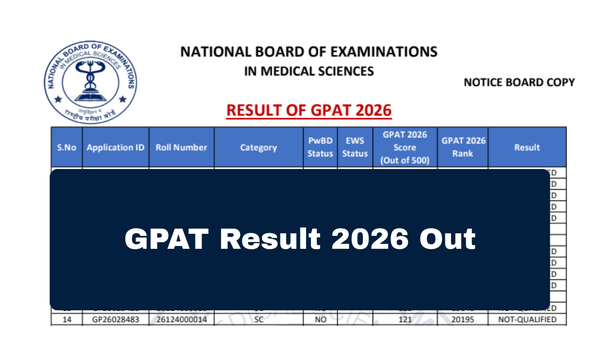 NBEMS GPAT 2026 result declared at natboard.edu.in: Check direct link to download scorecards here