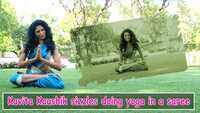 Kavita Kaushik sizzles in a saree doing yoga 