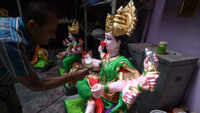 Artists give final touch to idols of Goddess Mahalaxmi in Pune 