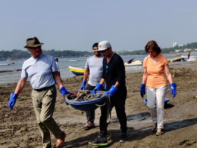 Swedish royal couple help clean up Versova beach with Afroz Shah