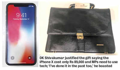 DK Shivakumar  gifts MPs bag, iPhoneX, for farmers’ sake