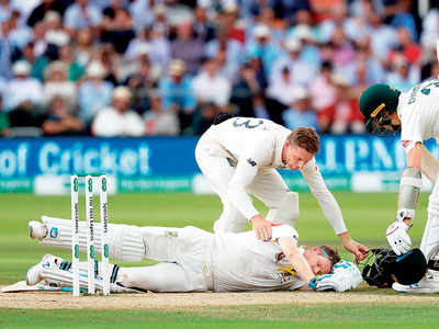 Ashes Series: Jofra Archer’s bouncer injures Steve Smith but Aussie batsman makes powerful comeback