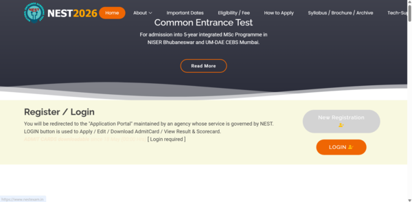 NEST 2026 admit card released at nestexam.in: Direct link to download hall ticket here