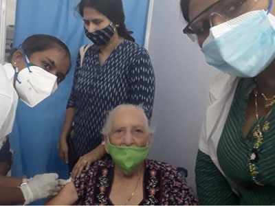 Mumbai: 102-year-old woman gets vaccinated at Kohinoor Park Centre