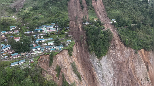 Aerial view of the landslide zone
