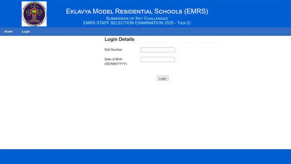 EMRS Tier 2 answer key 2026 released at NESTS portal with OMR sheets; download here