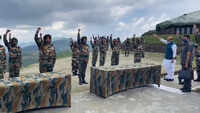 J&K: Defence minister Rajnath Singh chants 'Bharat Mata Ki Jai' with jawans 