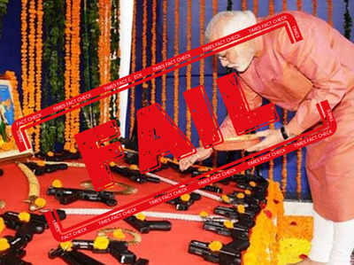 Fake alert: Old photos of PM Modi doing ‘Shastra Puja’ viral saying he worships guns at RSS headquarters