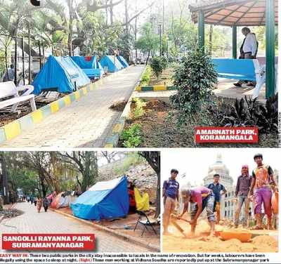 Squatters’ park: Some of Bengaluru’s parks have been taken over by labourers or hawkers