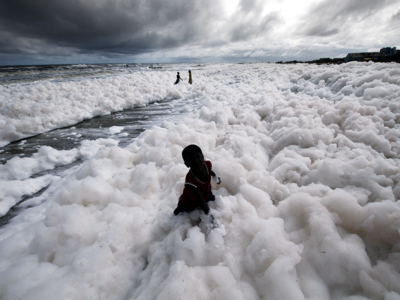 Photos: Chennai's Marina Beach polluted with toxic foam