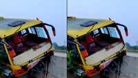 Bus rams into barrier on Yamuna e-way flyover, 40 rescued while vehicle hangs from railing 