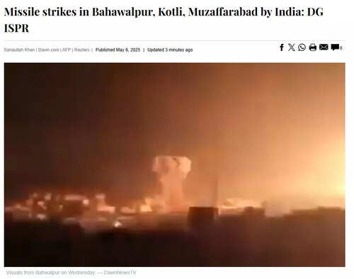 Inter-Services Public Relations (ISPR) Director General Lt Gen Ahmed Sharif Chaudhry reported that India launched missile strikes targeting Kotli, Bahwalpur and Muzaffarabad in what he described as a "cowardly attack". This incident occurred during heightened tensions between the two nations following a militant incident in occupied Kashmir, according to Pakistan's Dawn news.