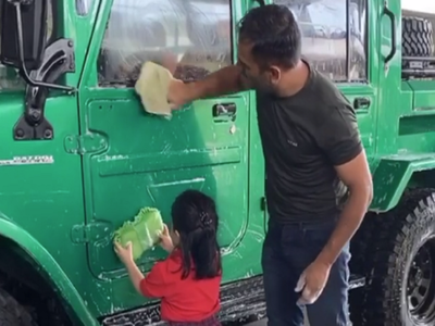 Watch: MS Dhoni shares adorable video of daughter Ziva helping him clean his car