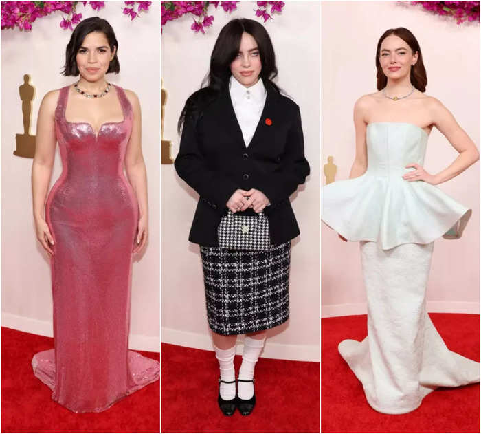 Emma Stone, America Ferrera and Billie Eilish lit up the Oscars 2024 red carpet with their starry appearance!