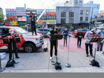 With concert halls shut, New York Philharmonic takes to sidewalk