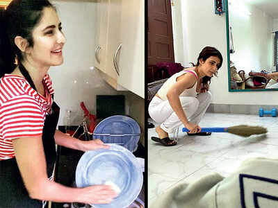 Katrina Kaif, Fatima Sana Shaikh, Ananya Panday, Kartik Aaryan, Mouni Roy take up the chore challenge