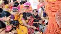 Women offer prayers on occasion of ‘Vat Savitri’ in UP’s Prayagraj 