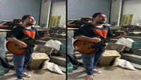 Passion for singing! Artist performs in front of wine shop in Delhi 