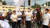Gymnast Dipa Karmakar flags off cycle rally in Agartala 
