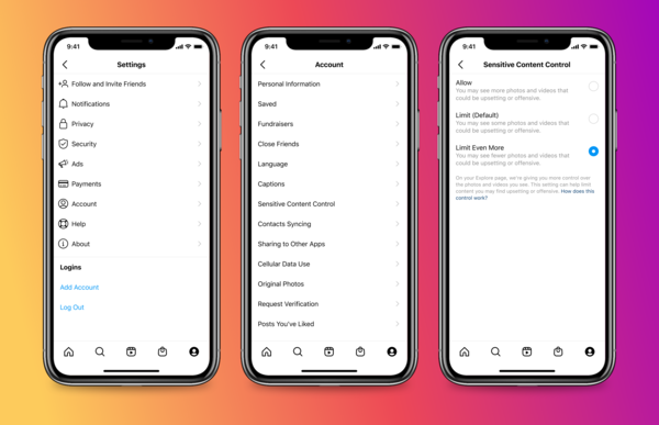 Instagram allows users to control how much violent, sexually explicit posts they see