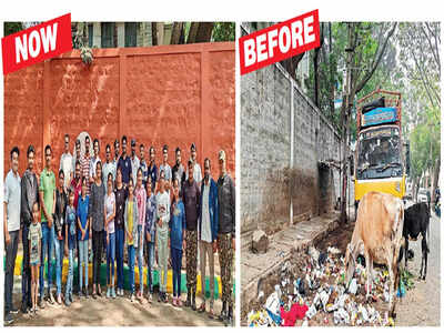 Volunteers beautify black spot at Shankarapura