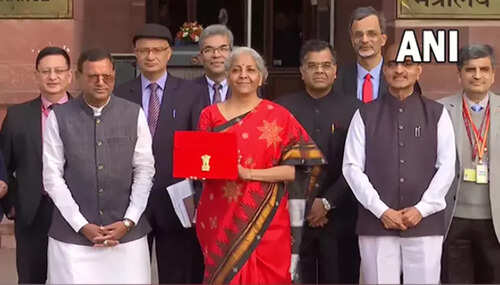FM Nirmala Sitharaman dons traditional temple border red saree to present Union Budget 2023
