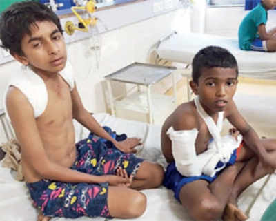 8 adivasi kids injured as portion of ceiling falls on them in school