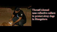 Thousif Ahmad uses reflective collars to protect stray dogs in Mangaluru 