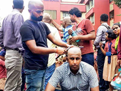 Navi Mumbai school fee row: 3 parents shave heads as school withholds results