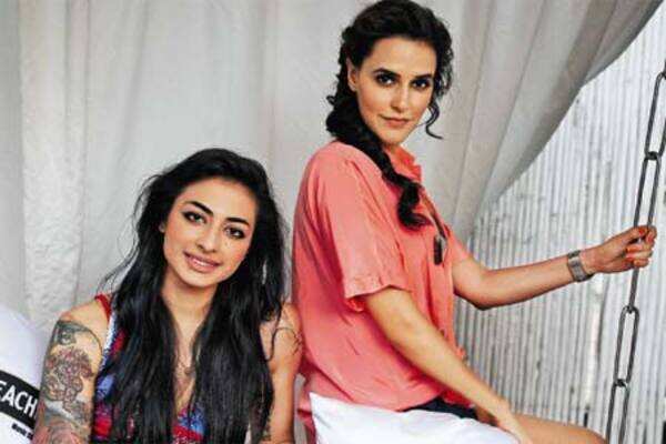 Neha Dhupia and VJ Bani enjoying a pool party in Delhi