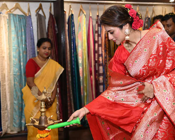 Sari is one of my most favourite outfits: Nusrat at the opening of a sari showroom