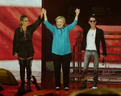 Jennifer Lopez, Marc Anthony, Alicia Keys urge fans to vote for Hillary Clinton