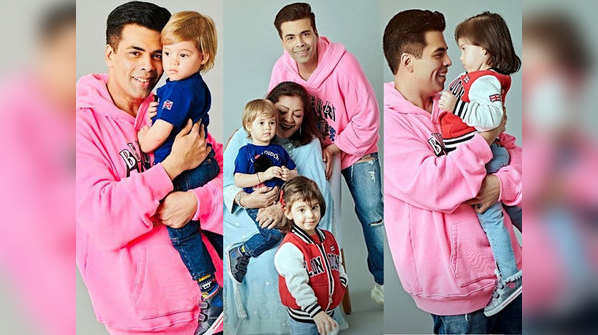 ​Karan Johar paints the perfect family picture with mom Hiroo Johar, twins Roohi and Yash